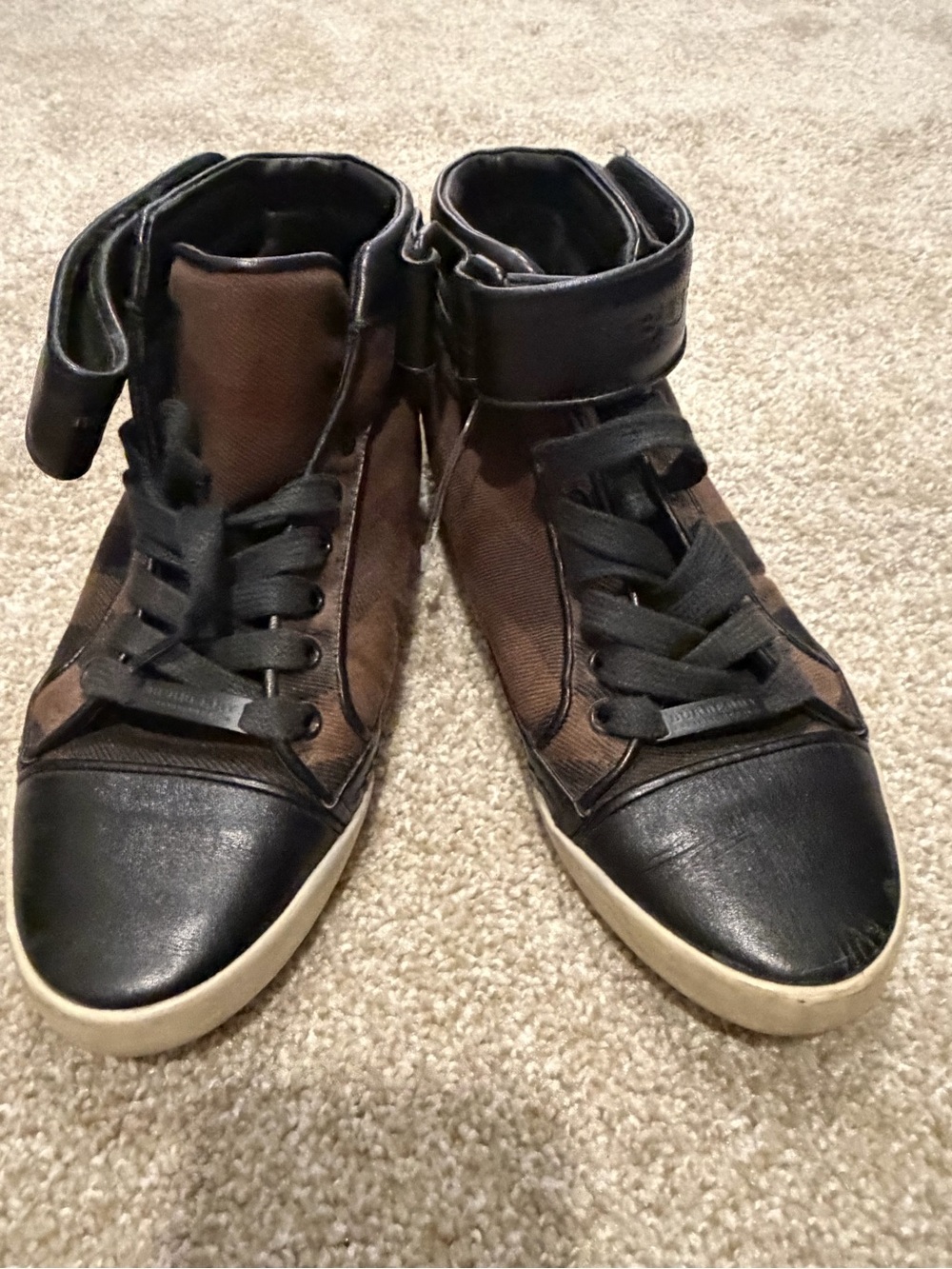 Burberry Brown and Black High-Top Men’s Sneakers - Picture 3 of 6
